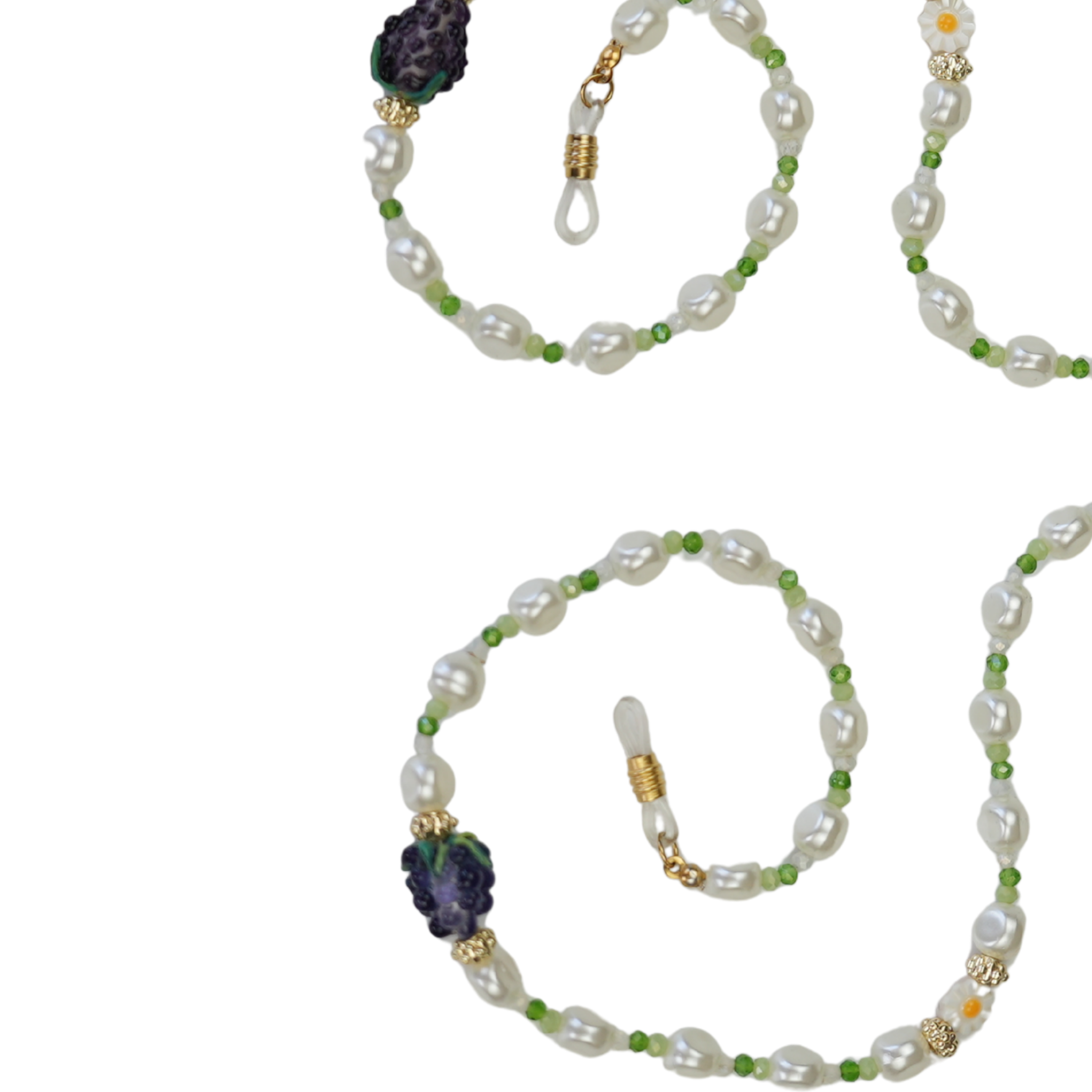 Beary Pearl Murano Esintili Cam İşlemeli Gözlük Askısı– EyewearCharm (Glasses Chain) | Happyangels