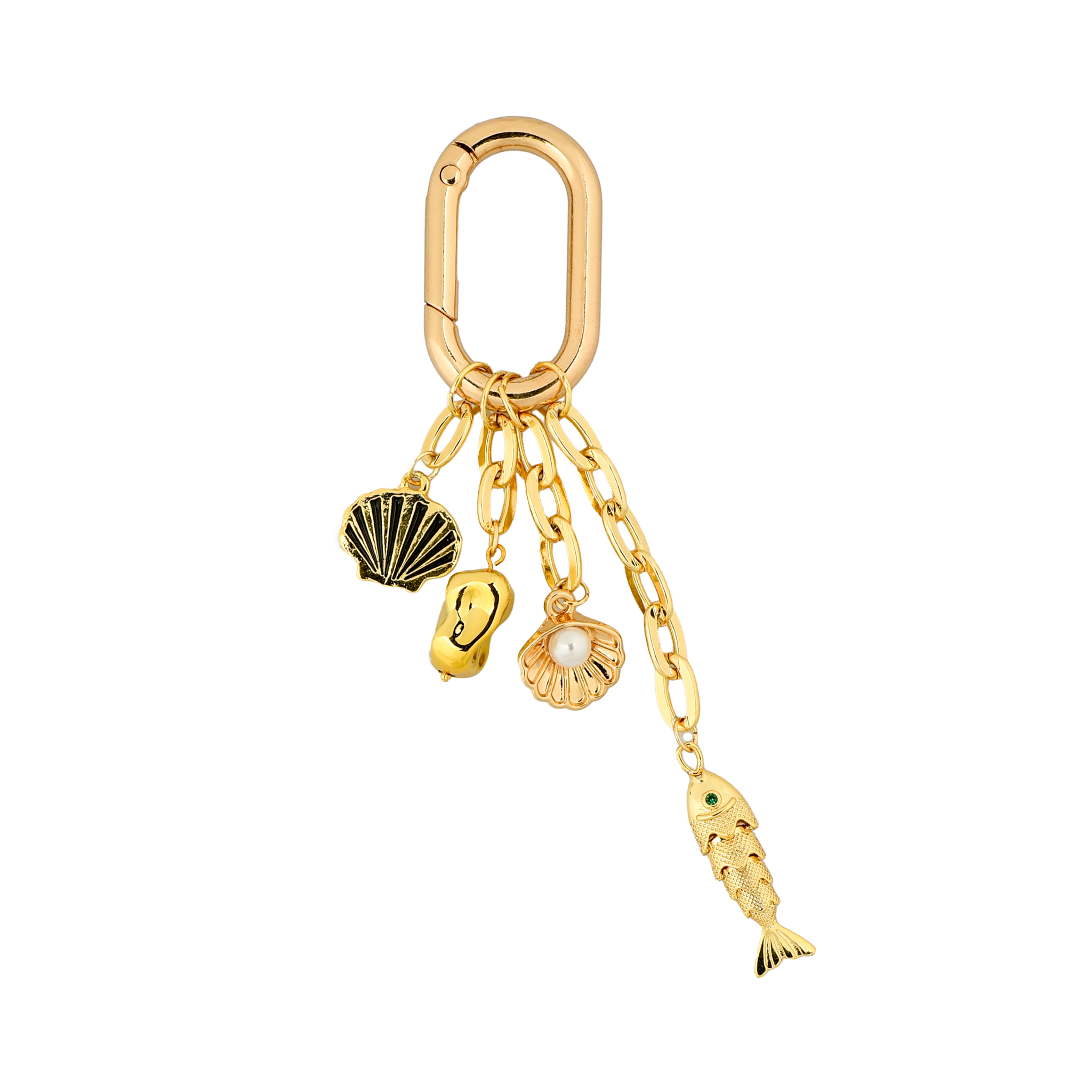 Golden Shore KeyCharm – Altın Kaplama Zincirli Çanta Süsü
