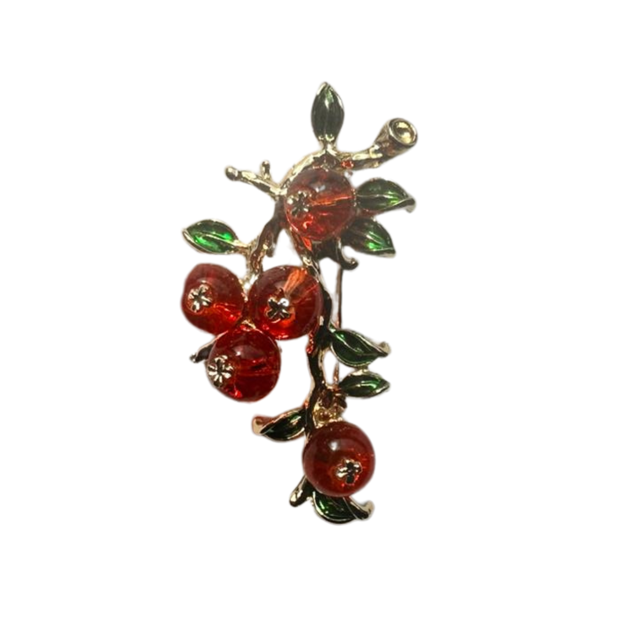 Cherry Bloom Brooch – Kırmızı Cam Boncuklu Broş | Happyangels