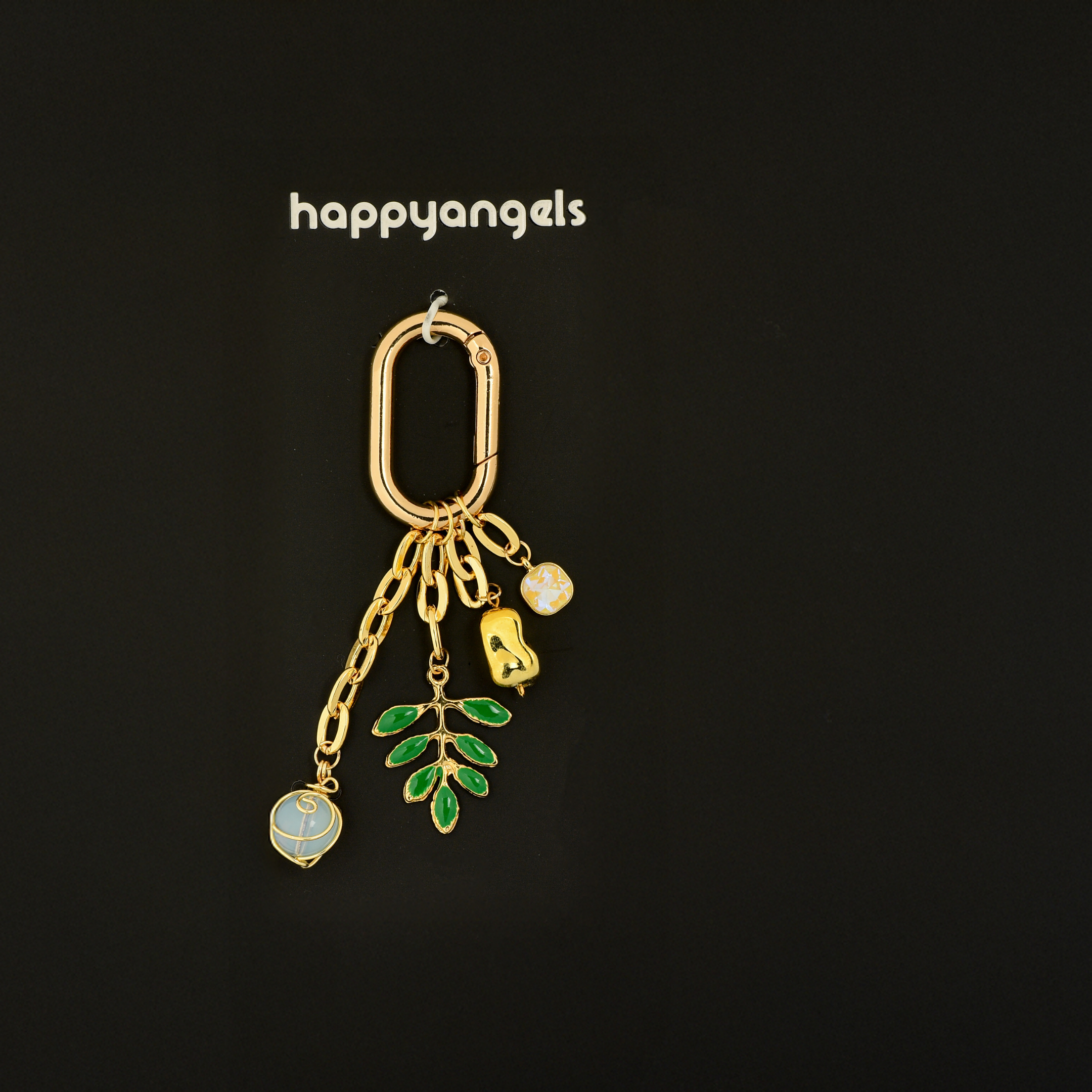 Olive Grace Altın Kaplama Zincirli Çanta Süsü – KeyCharm (Bag Charm) | Happyangels