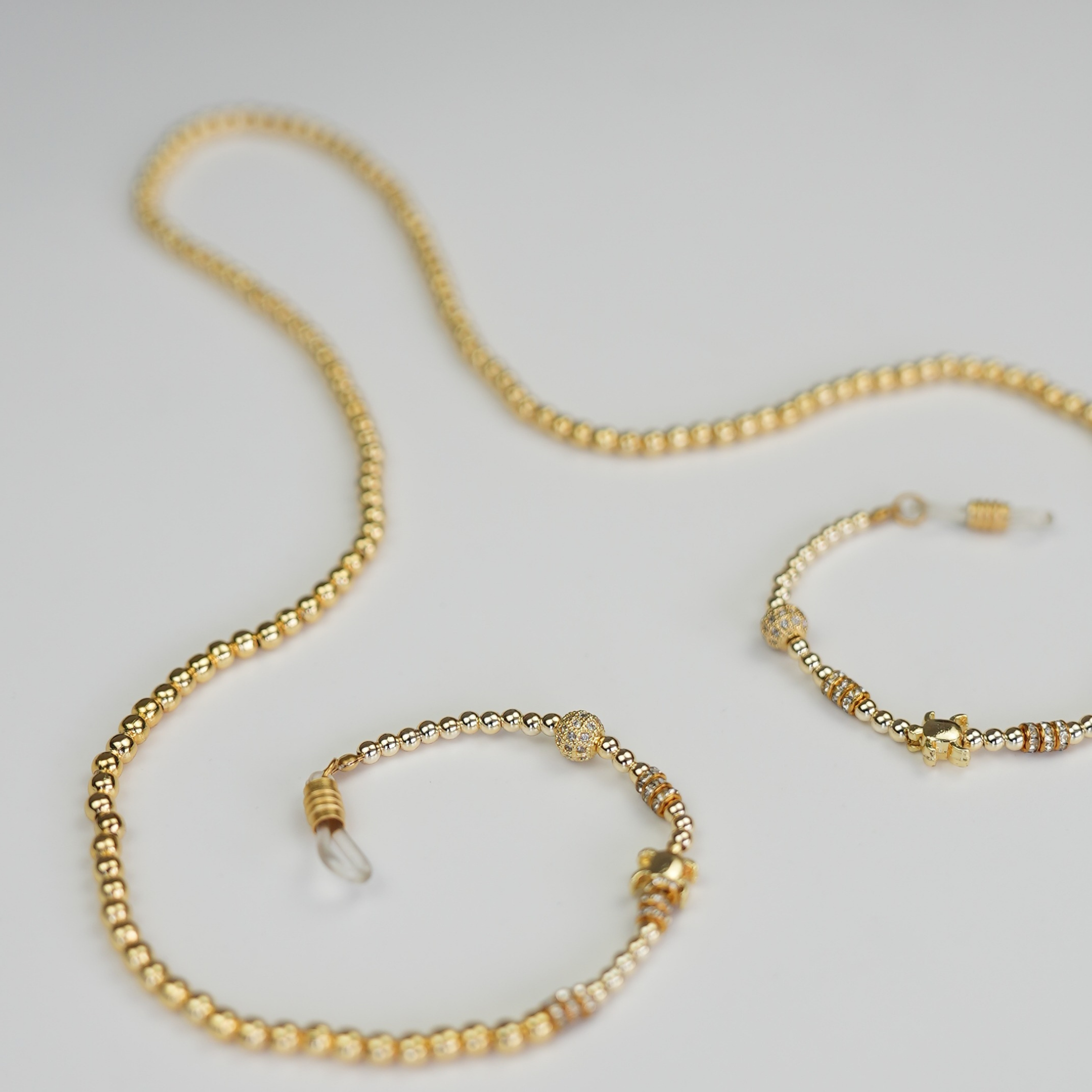 Golden Look Altın Kaplama Zirkon Taşlı Gözlük Askısı – EyewearCharm (Glasses Chain)| Happyangels