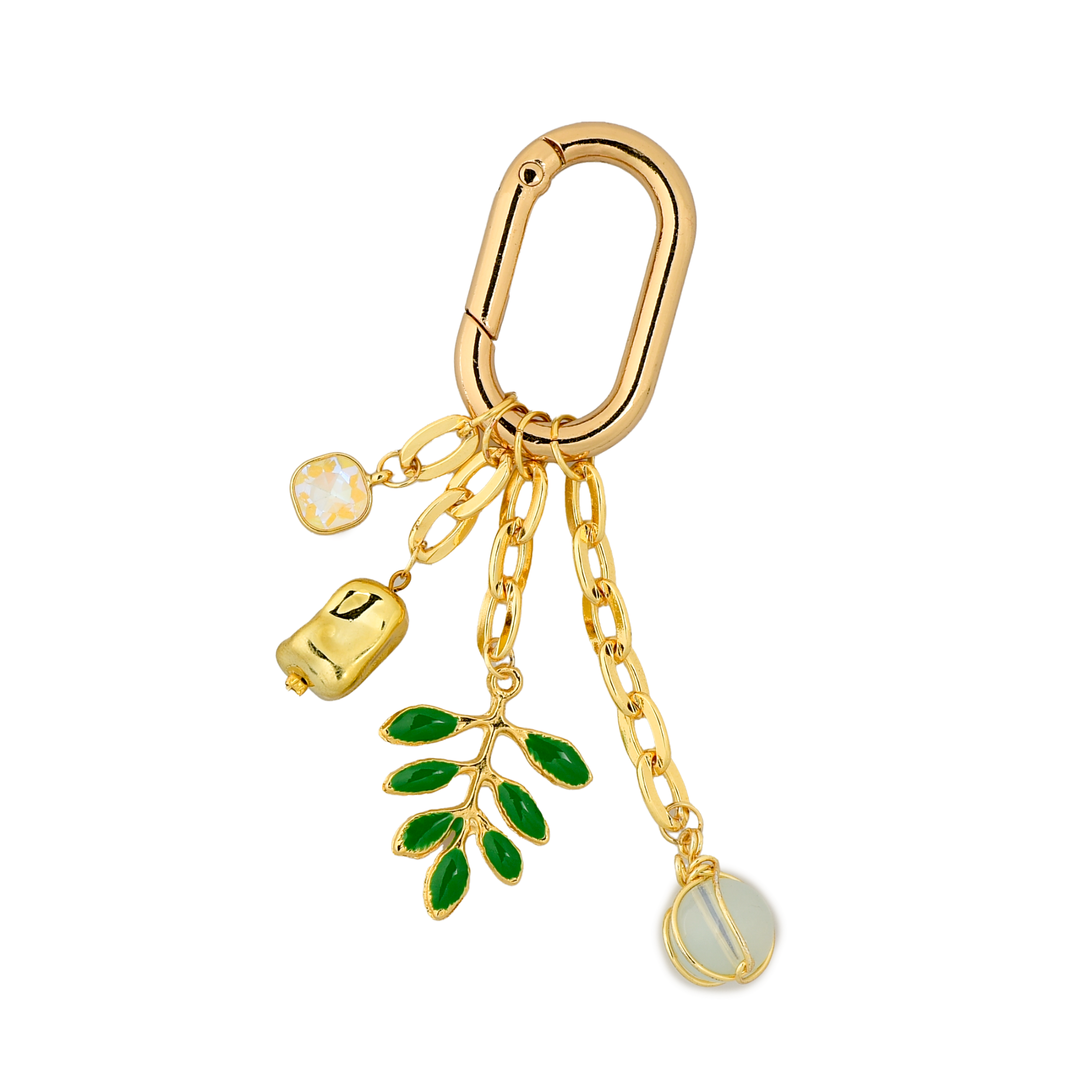Olive Grace Altın Kaplama Zincirli Çanta Süsü – KeyCharm (Bag Charm) | Happyangels